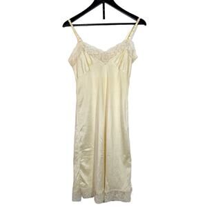 White Nylon Full Slip Vintage Mel-Lin Lace Trimmed Dress Lingerie Size 34